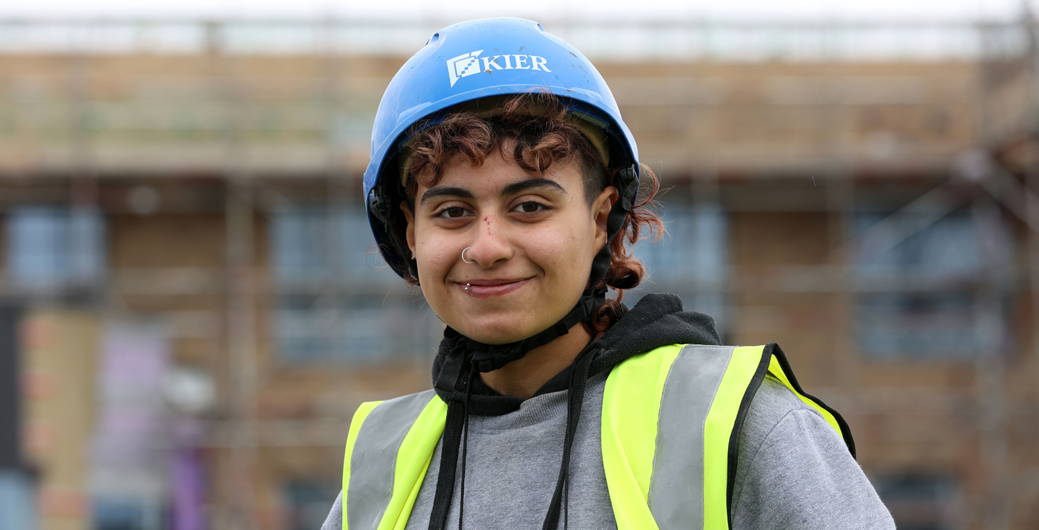 Female construction worker on a building site