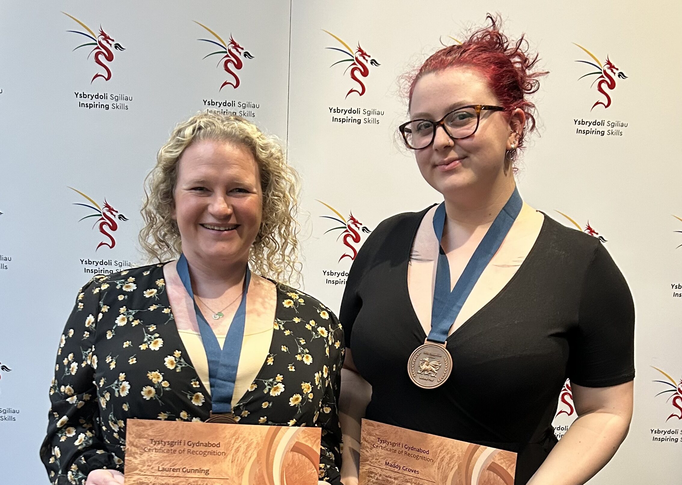 Learners Maddy Groves and Lauren Gunning with their bronze medals